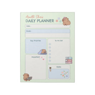 Kawaii Cabybara Doodle Tagesplaner To-Do-Liste Notizblock