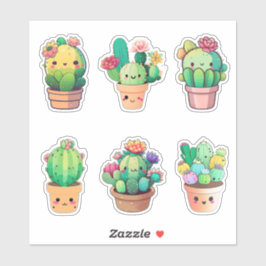 Kawaii Cactus Aufkleber