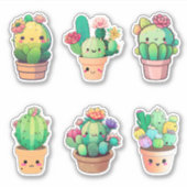 Kawaii Cactus Aufkleber (Vorderseite)