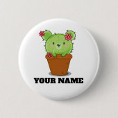 Kawaii Cactus Bear in Flower Pot Button Badge (Vorderseite)