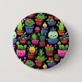 Kawaii Cactus Friends Button (Vorderseite)