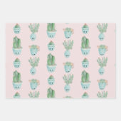 Kawaii Cactus Gift Wrap - Set von 3 Geschenkpapier Set (Vorderseite 2)