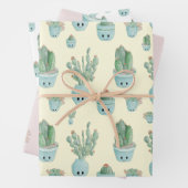 Kawaii Cactus Gift Wrap - Set von 3 Geschenkpapier Set (Beispiel)