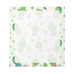 Kawaii Cactus & Hearts Notepad Notizblock