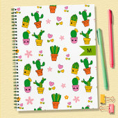 Kawaii Cactus Monogram Spiral Notebook Notizblock