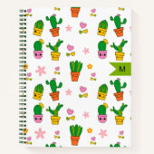 Kawaii Cactus Monogram Spiral Notebook Notizblock (Vorderseite)