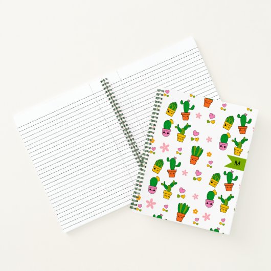 Kawaii Cactus Monogram Spiral Notebook Notizblock (Innenseite)