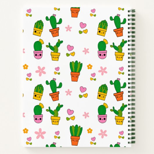 Kawaii Cactus Monogram Spiral Notebook Notizblock (Rückseite)