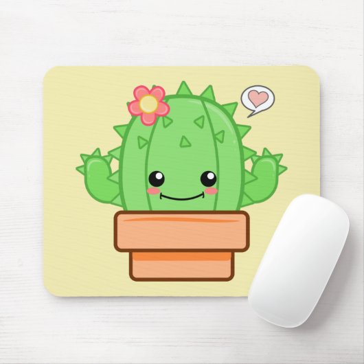 Kawaii Cactus Mousepad (Mit Mouse)