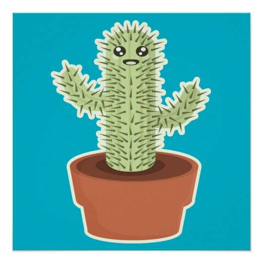Kawaii Cactus Poster (Vorderseite)