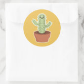 Kawaii Cactus Runder Aufkleber (Tasche)