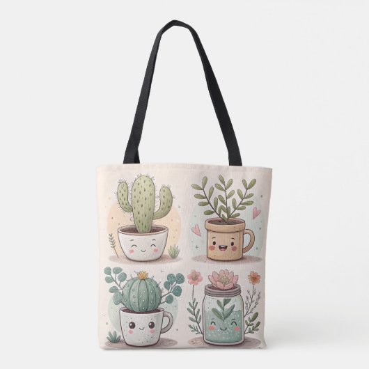 Kawaii Cactus & Succulents Tasche (Rückseite)