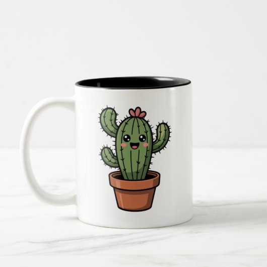 Kawaii Cactus Zweifarbige Tasse (Links)