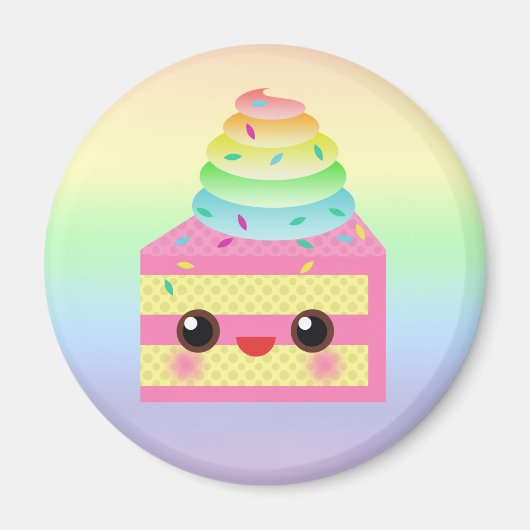 Kawaii Cake Pink Rainbow Sprinkles Fun Dessert Magnet (Vorne)