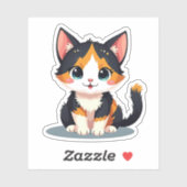 Kawaii Calico Cat - Aufkleber für sitzende Pose (Blatt)