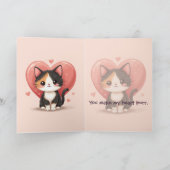 Kawaii Calico Cat Heart Valentine Design Dankeskarte (Innenseite)