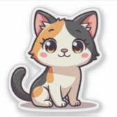 Kawaii Calico Cat Sticker für Cat Lovers (Vorderseite)