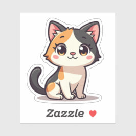 Kawaii Calico Cat Sticker für Cat Lovers