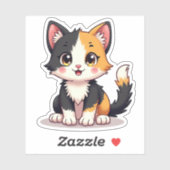 Kawaii Calico Cat Sticker - Niedliches Haustier Ar (Blatt)