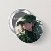 Kawaii Camouflage Military Hunter Drill Anime Girl Button (Vorne & Hinten)