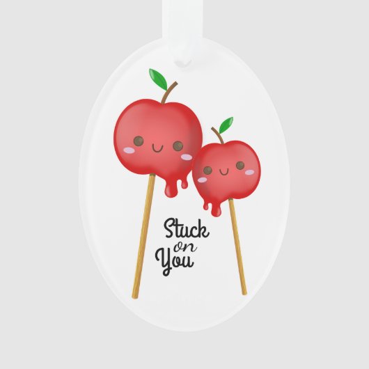 Kawaii Candy Apples Paare stecken zusammen Ornament (Vorderseite)