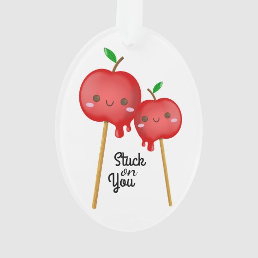 Kawaii Candy Apples Paare stecken zusammen Ornament (Rückseite)