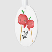 Kawaii Candy Apples Paare stecken zusammen Ornament (Vorderseite)