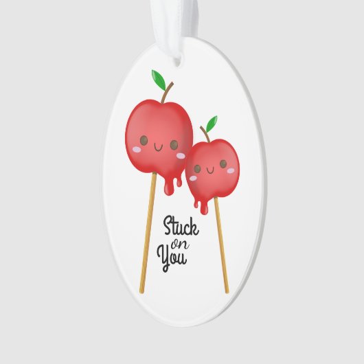 Kawaii Candy Apples Paare stecken zusammen Ornament (Vorderseite)