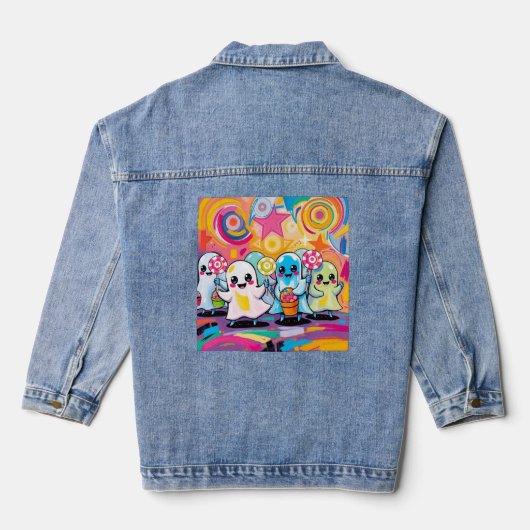 Kawaii Candy Parade Niedlicher Cartoon Jeansjacke (Rückseite)