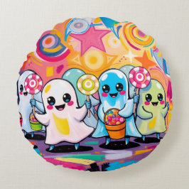 Kawaii Candy Parade Niedlicher Cartoon Rundes Kissen