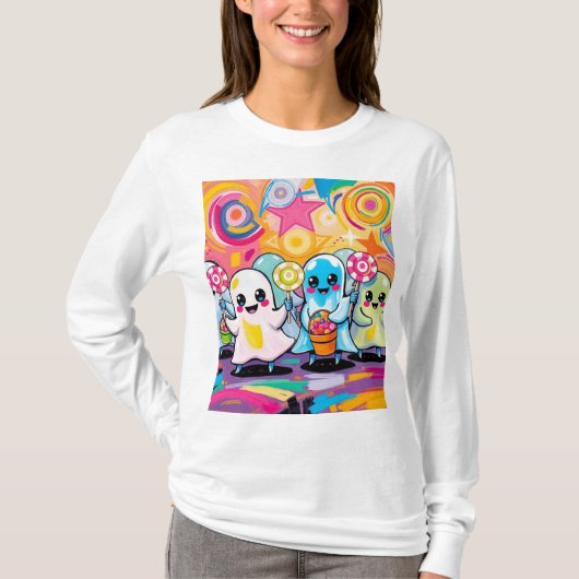Kawaii Candy Parade Niedlicher Cartoon T-Shirt (Vorderseite)