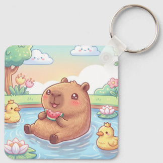 Kawaii Capy in einem Teich Schlüsselanhänger