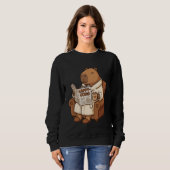 Kawaii Capybara Coffee Pun Cappy-ccino Reading New Sweatshirt (Vorne ganz)