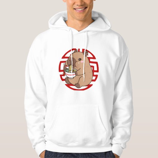 Kawaii Capybara Eating Ramen Noodles Anime Hoodie (Vorderseite)