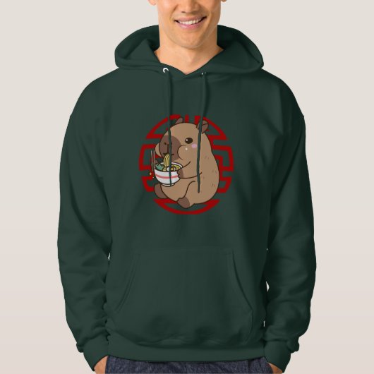 Kawaii Capybara Eating Ramen Noodles Anime Hoodie (Vorderseite)