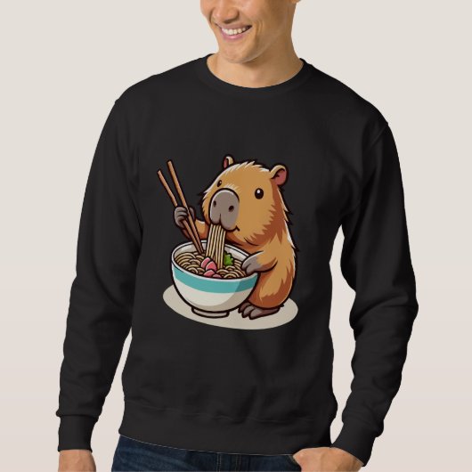 Kawaii Capybara Eating Ramen Noodles Cute Capybara Sweatshirt (Vorderseite)