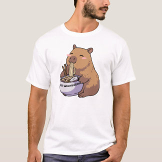 Kawaii Capybara isst Ramen-Nudeln Anime-Kunst T-Shirt
