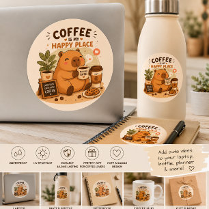 Kawaii Capybara Kaffeesticker Süßer Kaffeeliebha Runder Aufkleber