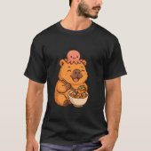 Kawaii Capybara with Octopus Eating Takoyaki Japan T-Shirt (Vorderseite)