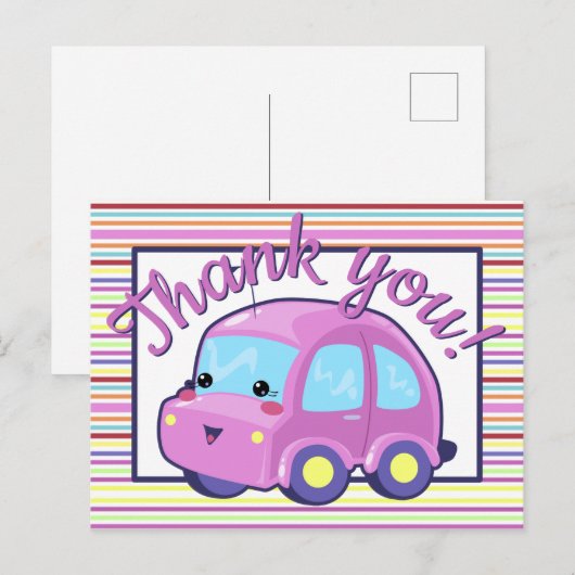 Kawaii Car Postkarte (Vorne/Hinten)