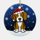 Kawaii Cartoon-Beagle-Weihnachten Keramikornament (Vorne)