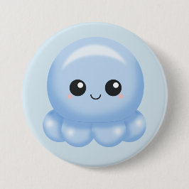 Kawaii Cartoon-Blau-Krake Button