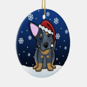 Kawaii Cartoon blaue Heeler Weihnachtsverzierung Keramikornament (Rechts)