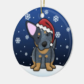 Kawaii Cartoon blaue Heeler Weihnachtsverzierung Keramikornament (Links)