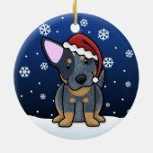 Kawaii Cartoon blaue Heeler Weihnachtsverzierung Keramikornament (Hinten)