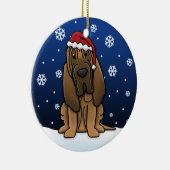 Kawaii Cartoon Bloodhound Weihnachten Keramikornament (Rechts)