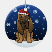 Kawaii Cartoon Bloodhound Weihnachten Keramikornament (Hinten)