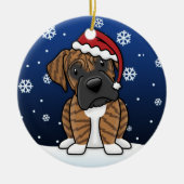 Kawaii Cartoon Brindle Boxen Weihnachten Keramik Ornament (Vorne)