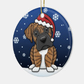 Kawaii Cartoon Brindle Boxen Weihnachten Keramik Ornament (Links)