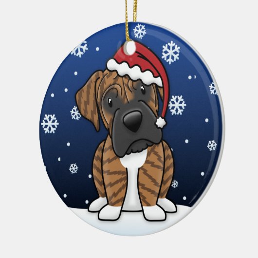 Kawaii Cartoon Brindle Boxen Weihnachten Keramik Ornament (Links)